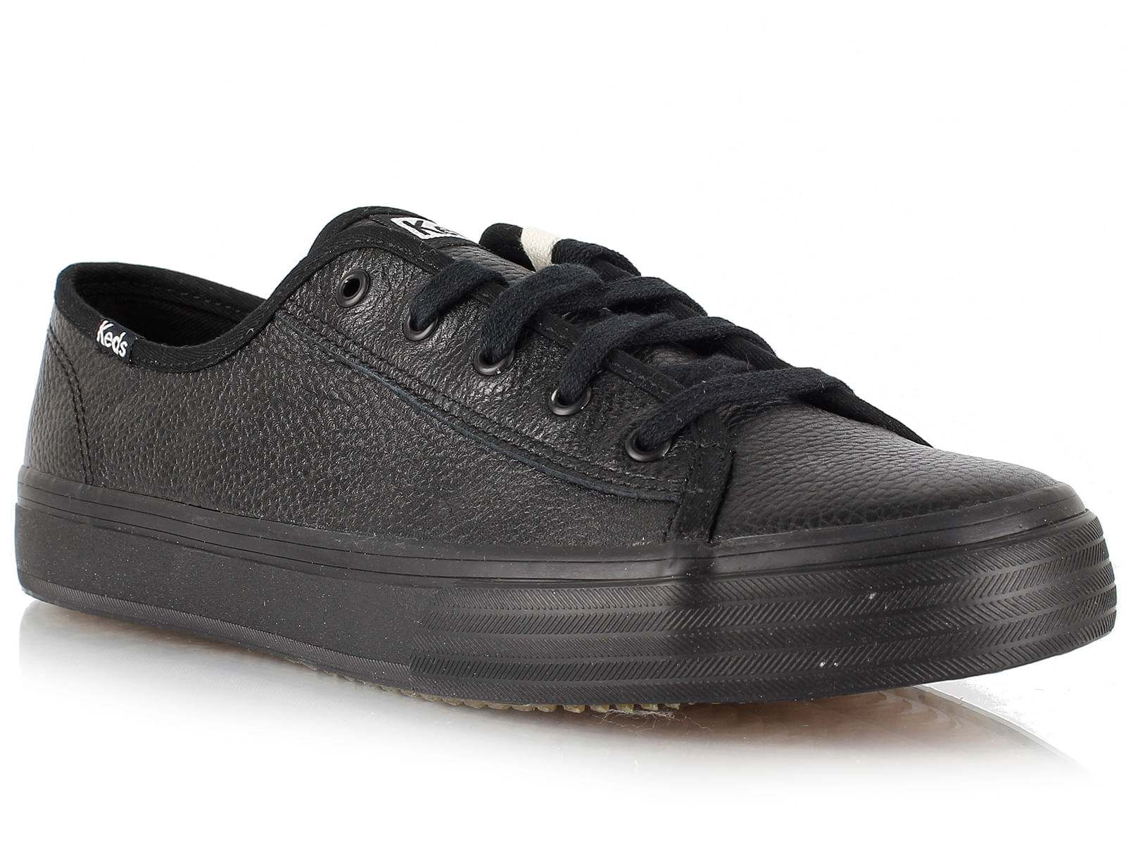 Zapatilla Double Up Tumbled Leather Negra Keds