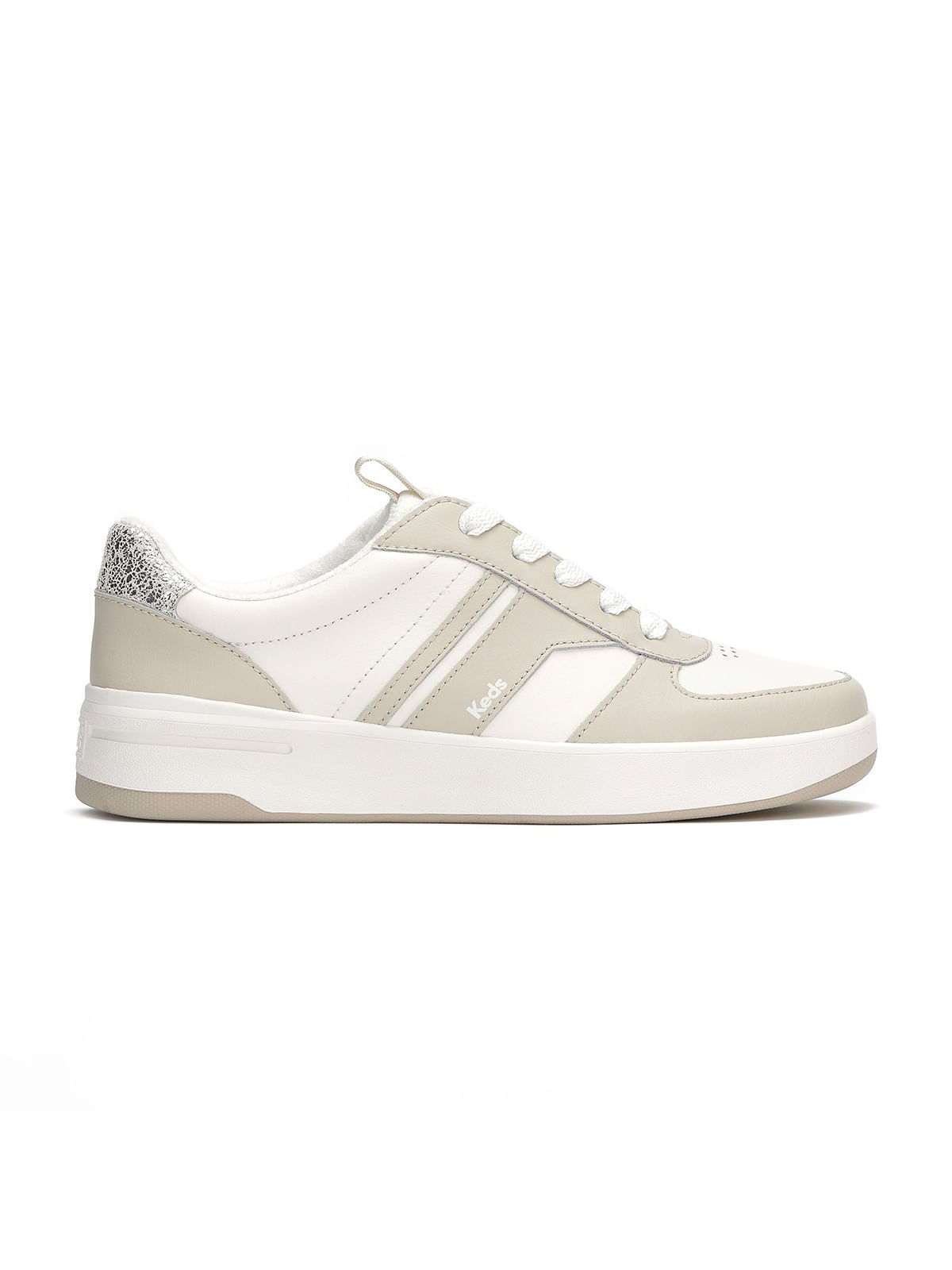 Zapatilla Court Cuero Metalica Beige